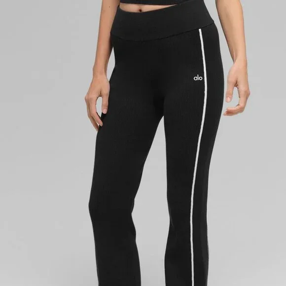Alo Yoga Ribbed Sweater Knit Highline Flare Pant - Picture 1 of 6